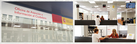 Imagenes del exterior y del interior de la oficina de información y atención al ciudadano